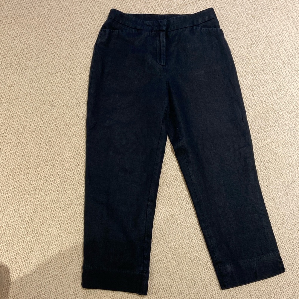 Black linen capris